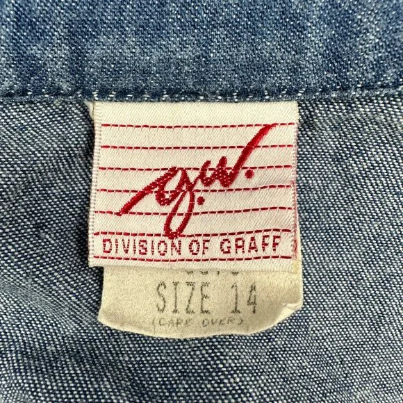 Vintage Denim Shirt Womens Size 14 GW Graff USA Button Up Retro 1990s Blue - Picture 4 of 9